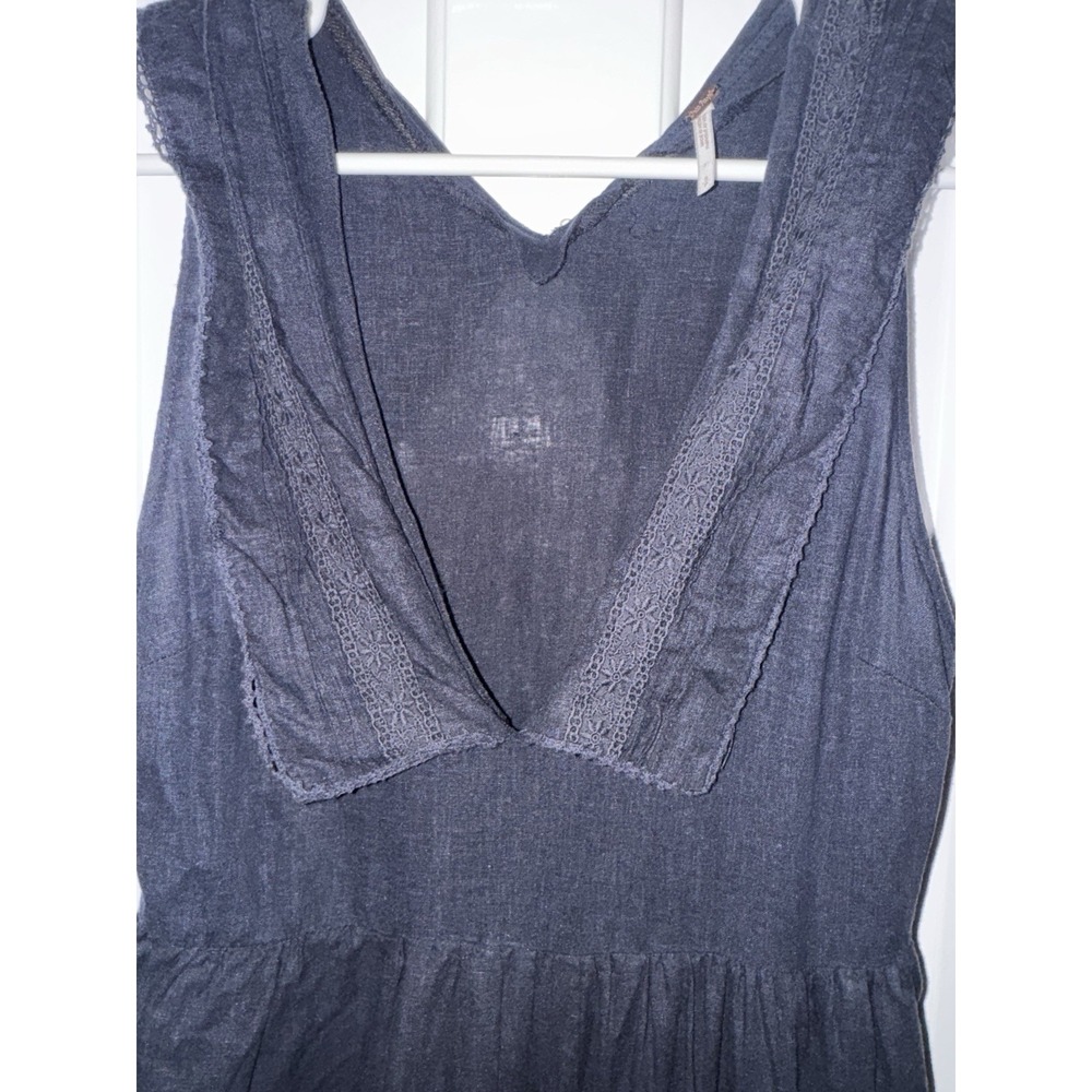 Free People Big Love Black Linen‎ Blend Wide Leg Jumpsuit Size Small Boho - Picture 5 of 6